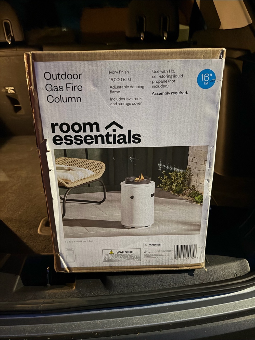 Room Essentials White Outdoor Gas Fire Column